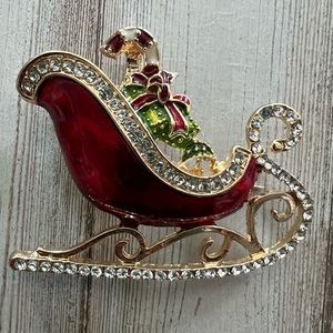 Vintage Christmas, Santa sleigh, pin or brooch beautiful condition